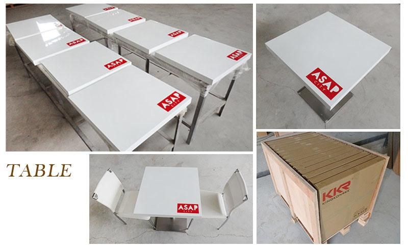 Custom Artificial Stone Canteen Cafeteria Dining Table 2 Seater Tables Solid Surface Tops
