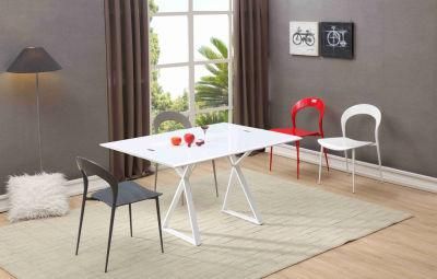 Fashion Furniture White Painted MDF and Metal Dining Table