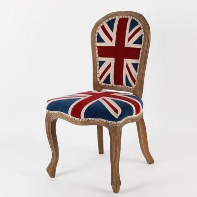 Kvj-7155 Luxury Wooden Fabric Union Jack Dining Chair