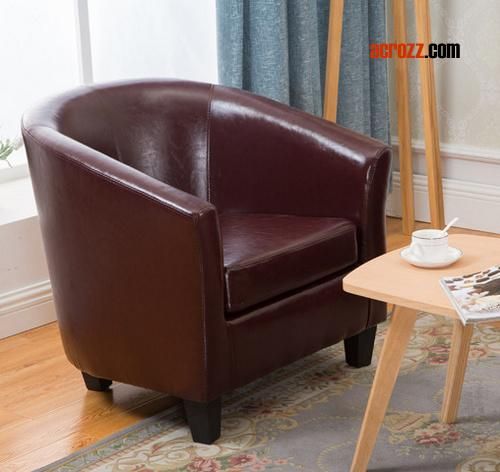 Classic Leather Wooden Dining Furniture Accent Armchair