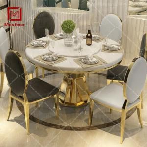 Luxury Marble Top Stainless Steel Dining Table for Home