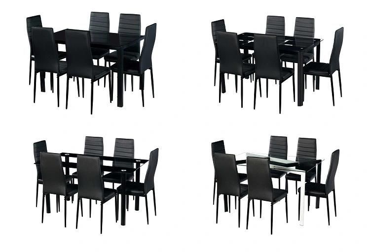 2021 Hot Selling Style Dining Room Furniture Glass Table Top 4 Chair Dining Table Sets.