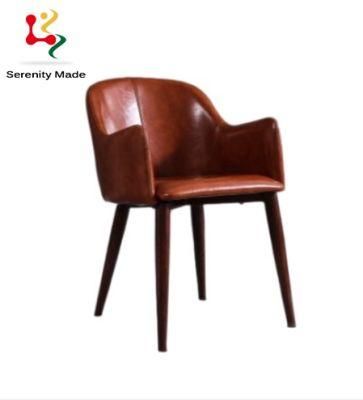 Luxury Design Commercial Furniture Restaurant Cafe Coffee Shop Salon Hotel Room PU Leather Living Room Wooden Legs Dining Chair
