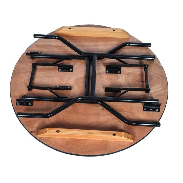 Modern Restaurant Furniture Round Wooden Top Metal Base Dining Tables