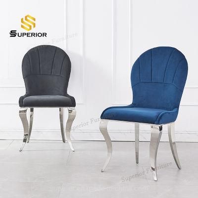 Dining Room Furniture Blue Velvet Dining Chairs with Metal Legs