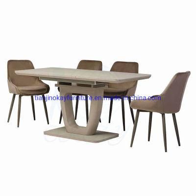 Hot Sale Newest Luxury Modern Italian Design Furniture Ceramic Sintered Stone Black Metal Base Dining Room Dining Table Sets