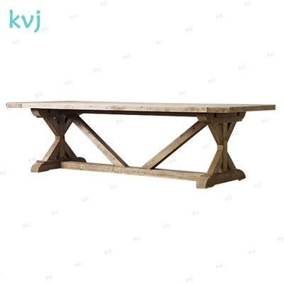 Kvj-7217 French Style Rectangle Recycled Solid Wood Dining Table