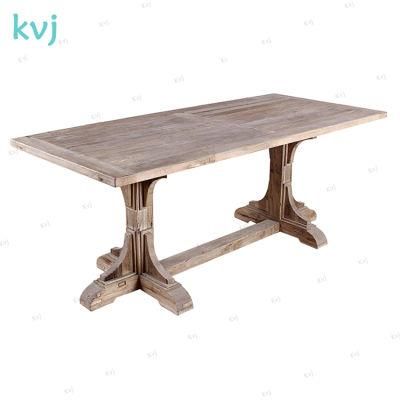Kvj-7216 Antique Rustic Brushed Rectangle Recycled Elm Dining Table