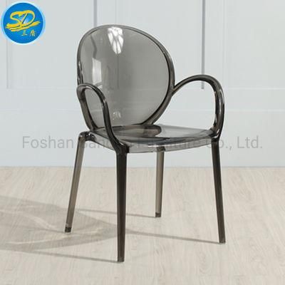 New Design Modern PC Resin Crystal Wedding Dining Chair with Arm