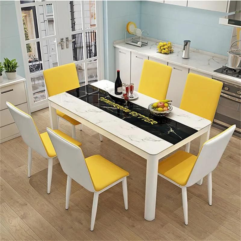 Simple Tempered Glass Small and Medium-Sized Rectangular Household New Dining Table