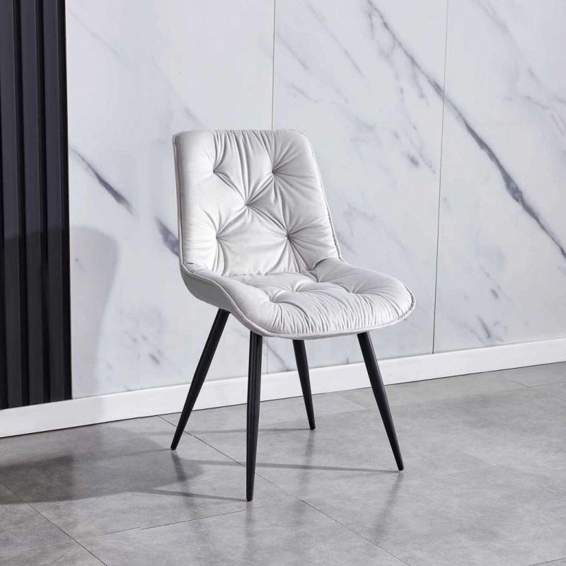 Luxury Modren Hotelrestaurant Dining Room Chair Brown Grey Scandinavian Fabric Velour Tufted Velvet Dining Chair