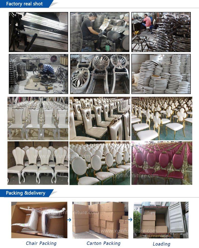 Modern High Back PU Leather Golden Wedding Chair Events Used Stainless Steel Chair