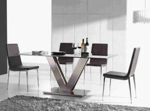 (ST-043) Home Furniture Modern White Tempered Glass Dining Table