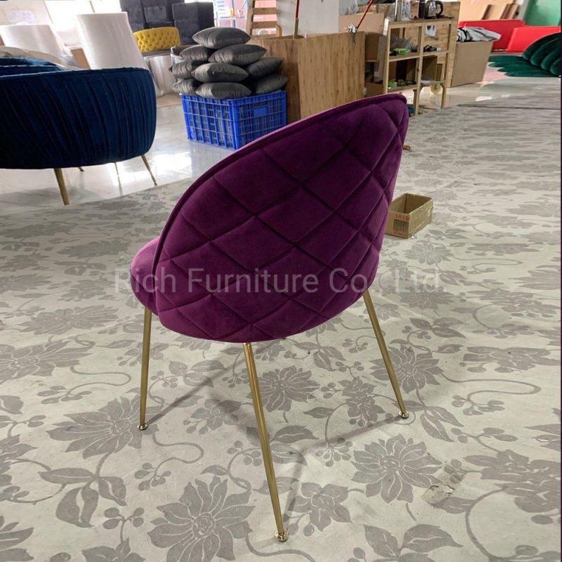 Restaurant Soft Upholstery Colorful Armchairs Metal Legs Dining Room Chair