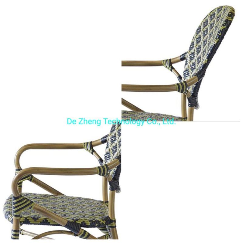 Outdoor Wedding Wholesale Restaurant Furniture PE Rattan Wicker Bar Chair with Aluminum Frame