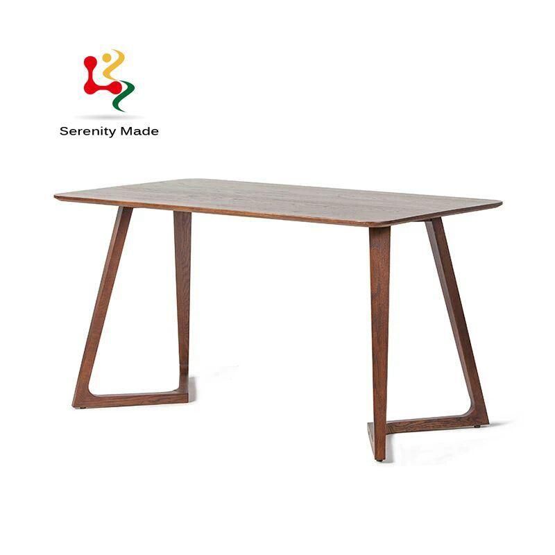 Wooden Frame Oak Wood Color Rectangle Dining Table for Restaurant Use