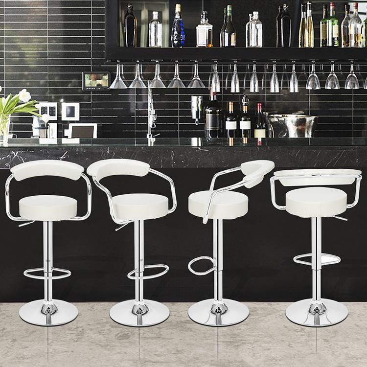 Wholesale Leather Dining White Bar Chairs PU Swivel Chairs Without Wheels