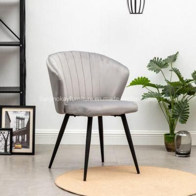 Hot Sale Colors Modern Fabric Black Matt Powder Coat Legs Dining Room Furniture Dining Chair