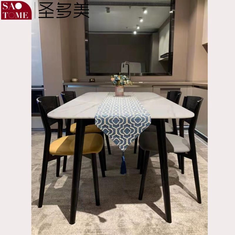 Modern Rock Board Furniture White Wax Wood Dining Table