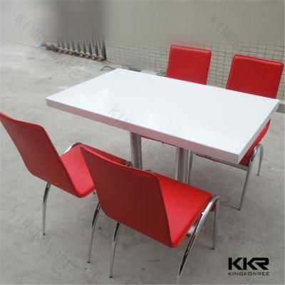 Glacier White Resin Stone Rectangular Food Court Dining Table