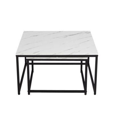 Matel Iron Golden Coffee Tables and Console Tables Power Coated Framed with White Marble Stone Tops