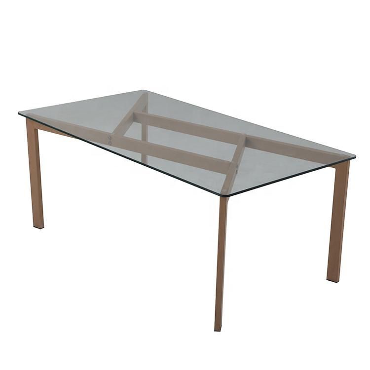 Modern Luxury Style Simple Rectangular Glass Dining Room Table