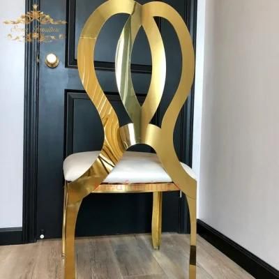 Flower Back Gold Legs Modern Metal Stainless Steel Dining Chair