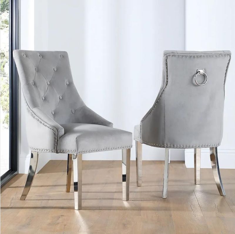 Luxury Hotel Restaurant Dining Chairs Wholesale Modern Design Stainless Steel Legs Velvet Dining Chairs