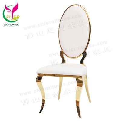 Ycx-Ss52 New Design Stainless Steel Oval Back White Wedding Chairs