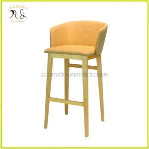 Nordic Simple Fabric Upholstery Solid Wood Coffee Shop High Stool Bar Chair