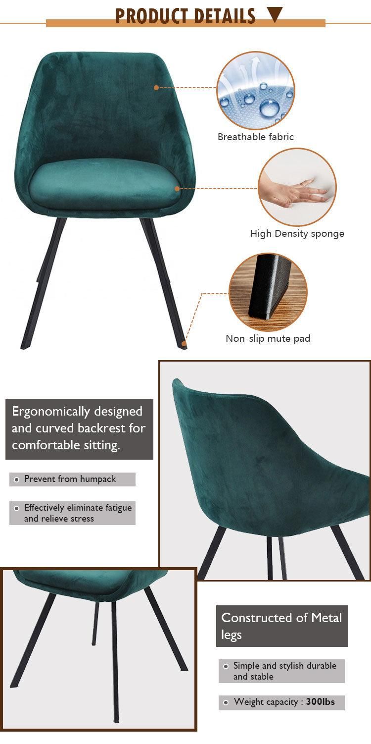 High Quality Modern Ergonomic Upholstered Fabric Light Grey Dining Chair
