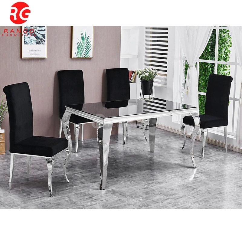 UK Style Dining Table with 6 Chairs Marble Dining Table Set