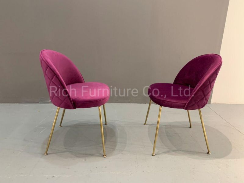 Restaurant Soft Upholstery Colorful Armchairs Metal Legs Dining Room Chair