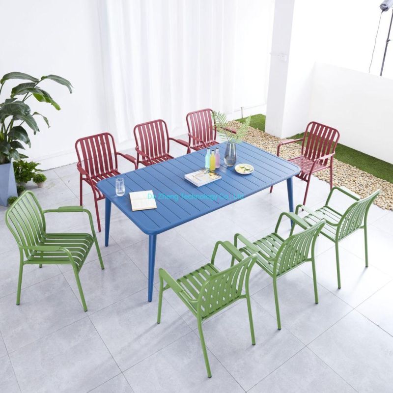 Villa Metal Aluminum Furniture Design Rattan Paito Dining Table Sets Garden Sets