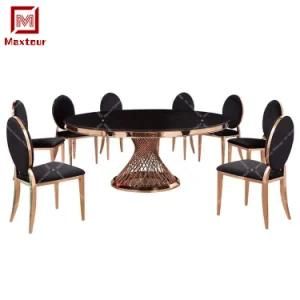 Shunde Factory Round Stainless Steel Marble Top Dining Table