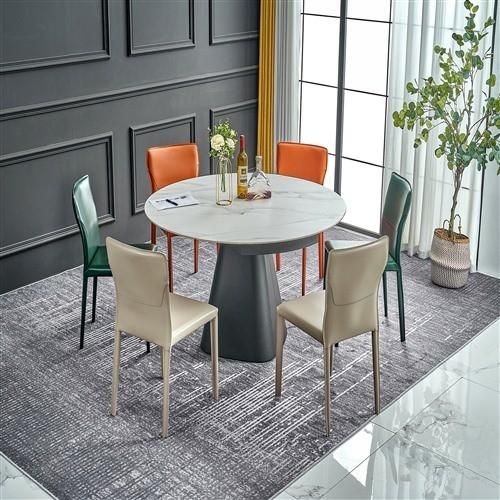 Modern Living Room Furniture Table Sintered Stone Slate Top Metal Frame Dining Table
