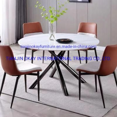 Factory Price Modern Design Dining Tables and 6 Chairs with Metal