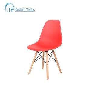 Modern Simple and Cheap PP Seat Wooden Leg Restaurant Dining Chair
