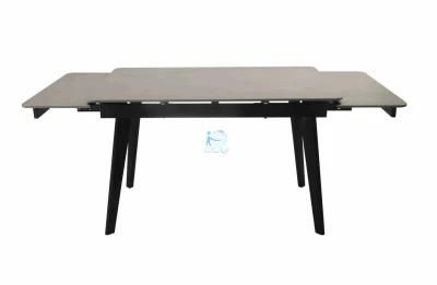 Contemporary New Design Luxury Sinered Stone Top Dining Table with X Shape Black Iron Leg