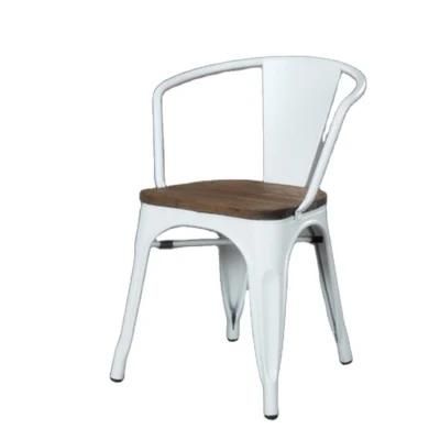 Wholesale Stackable Cafe Bistro Metal Wood Seat Restaurant Vintage Design Industrial Metal Dining Chair