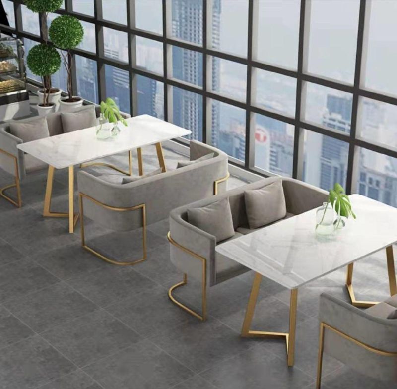 New Design Household Stainless Steel Base Marble Top Dining Table