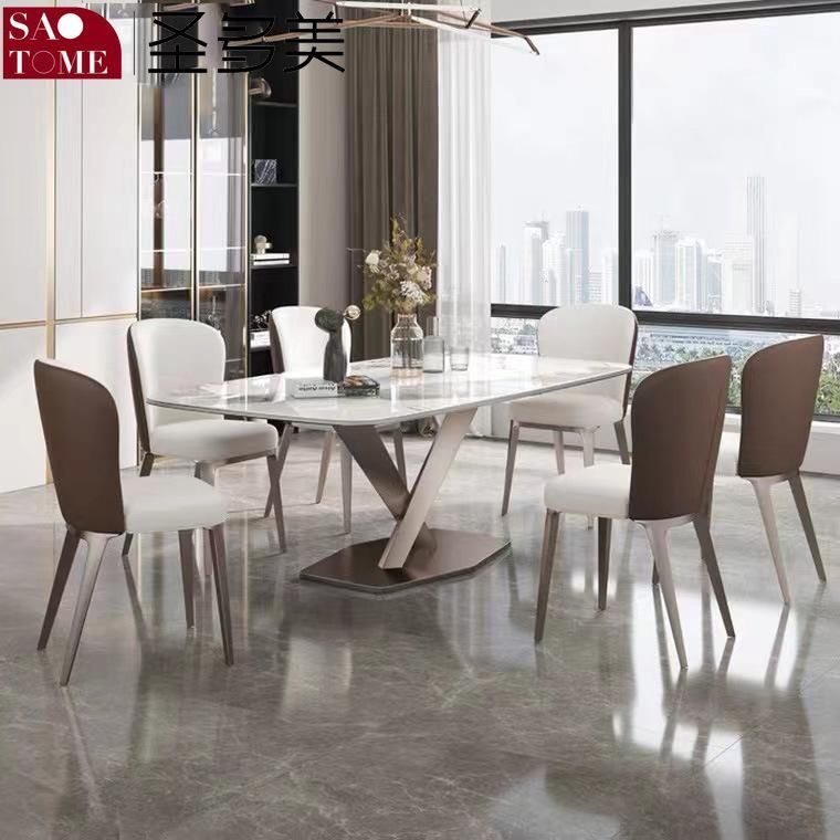 Modern Rock Furniture Stainless Steel Cross Table Dining Table