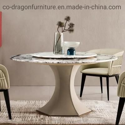 Luxury Home Furniture Stainless Steel Dining Table with Marble Top