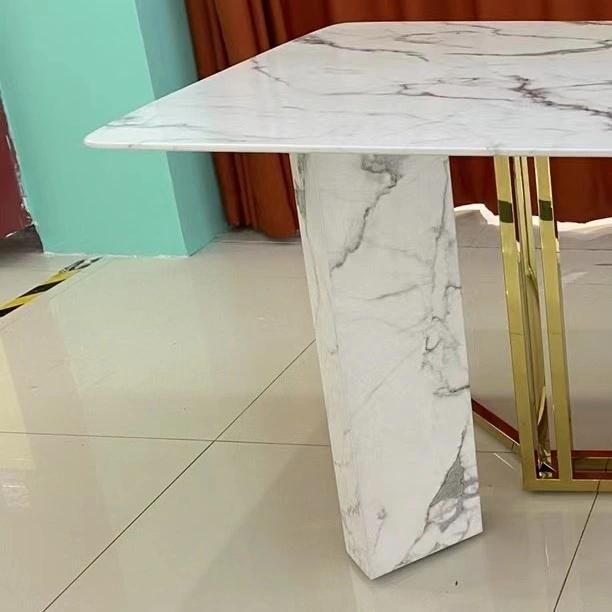 Dining Room Restaurant Home Furniture Italian Metal Legs Marble Dining Tables