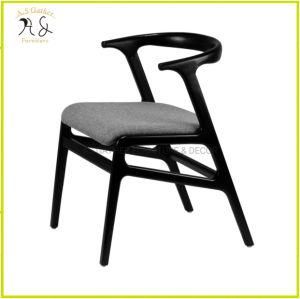 Modern Restaurant Wooden Dining Arm Chair with Seat Pad