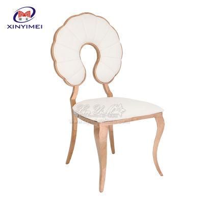 Imported Gold Stainless Steel Frame White Leather Dining Chairs for Sale