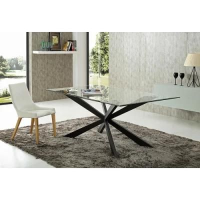 New Design Glass Dining Table with Metal Leg Furniture Set
