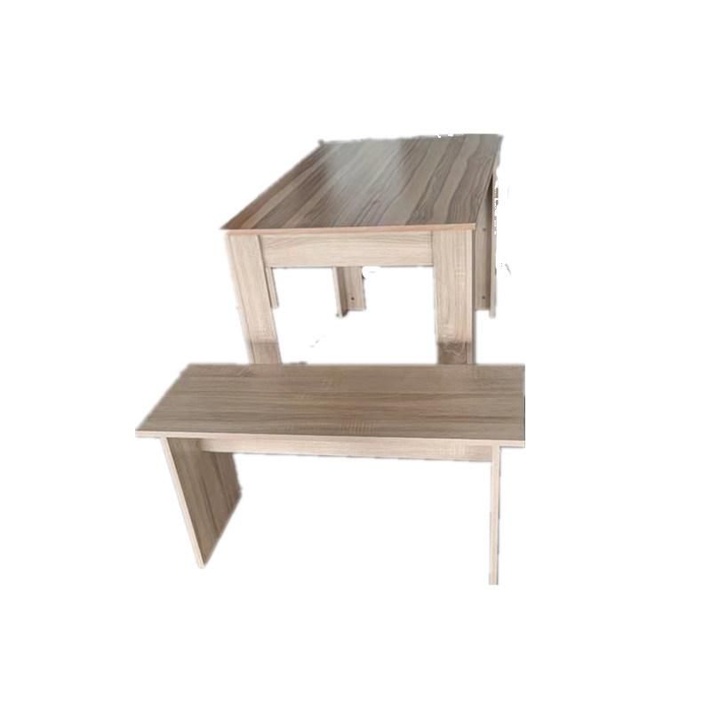 Modern Oak Side Table with Two Stools.