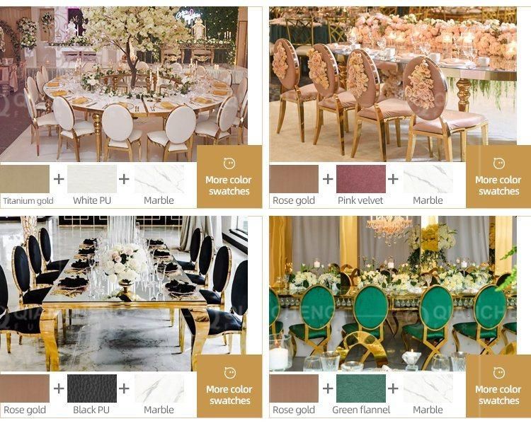 Golden Stainless Steel Wedding Event Party Leather Chair