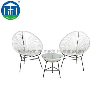 Modern White Garden Leisure Furniture with Rattan Woven and End Table Outdoor Acapulco Chair